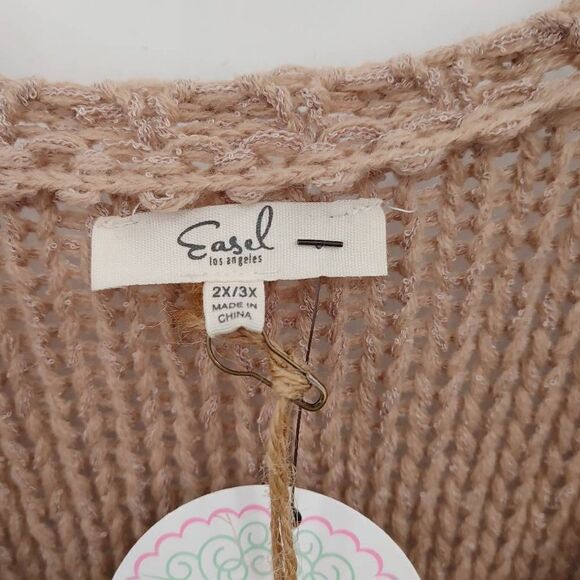 NWT Easel Los Angeles Plus Size 2X/3X Simple Answers Sweater Mauve.Armpit to ar - Picture 6 of 8